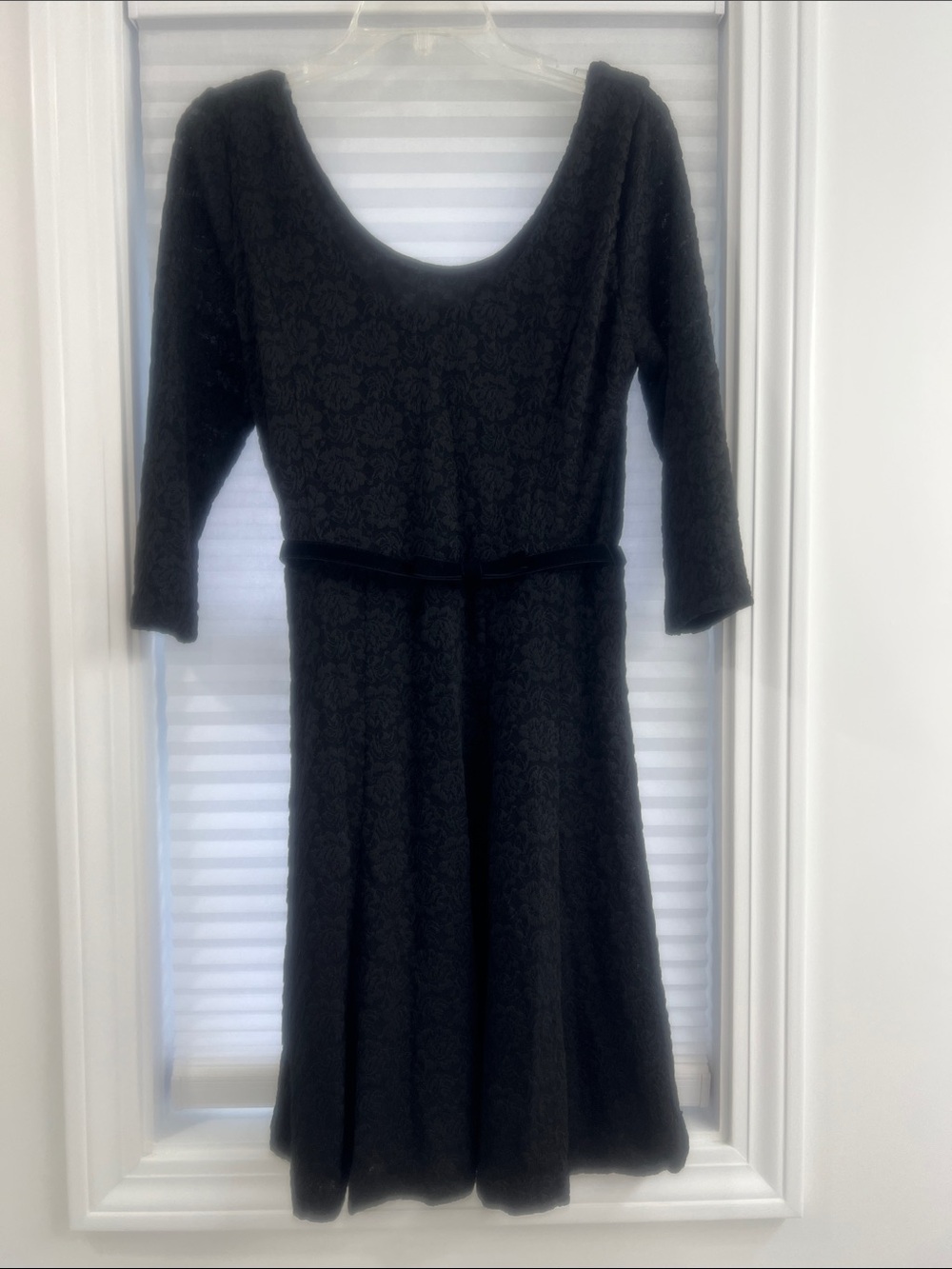 White House Black Market Black Lace Scoop-Neck A-Line Dress